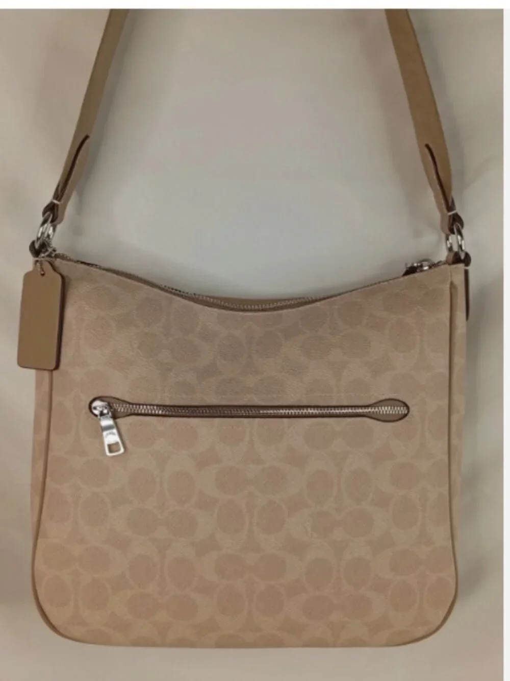 Coach Ellie File Bag In Signature Canvas w/ Stripe Taupe CZ183 Used *BAG ONLY*